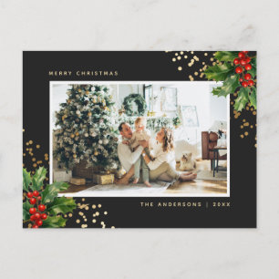 Cartão Postal De Festividades Imagem Dourada de cor aquosa branca elegante