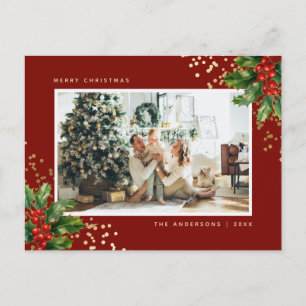 Cartão Postal De Festividades Imagem Dourada de cor branca Elegante