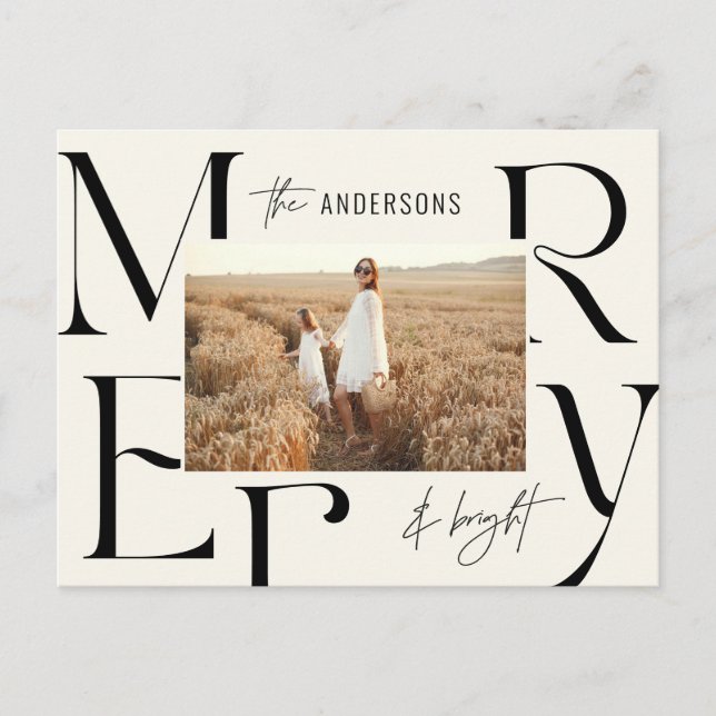 Cartão Postal De Festividades Imagem elegante e moderna de fotos de Natal (Frente)