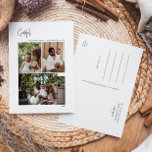 Cartão Postal De Festividades Imagem Vertical 3 Grateful com Script de Natal Mod<br><div class="desc">Este guião de Natal moderno, agradecido aos cartões postais de 3 fotografias, é perfeito para o seu chique minimalista, preto e branco. A caligrafia manuscrita branca é delicada e rústica enquanto permanece elegante e elegante. A design reflete um simples dia de inverno todo-branco e evoca memórias de uma vida mais...</div>