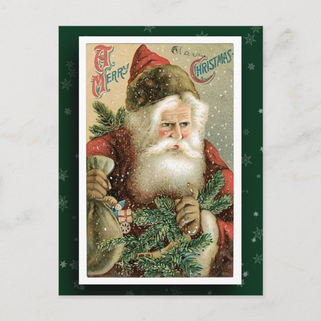 Cartão Postal De Festividades Imagem Vintage Santa Claus (Frente)