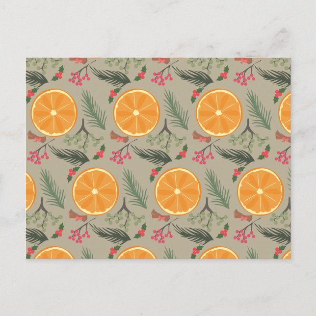 Cartão Postal De Festividades Impressão alaranjado da grinalda do Natal (Frente)