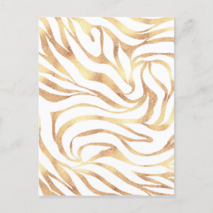 Cartão Postal De Festividades Impressão Branca de Zebra Dourada Elegante