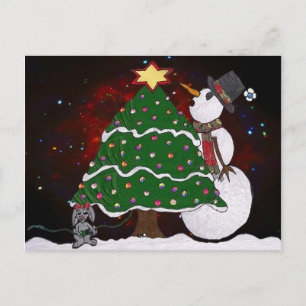 Cartão Postal De Festividades Impressão de Arte Surpresa de Boneco de Neve de Ár