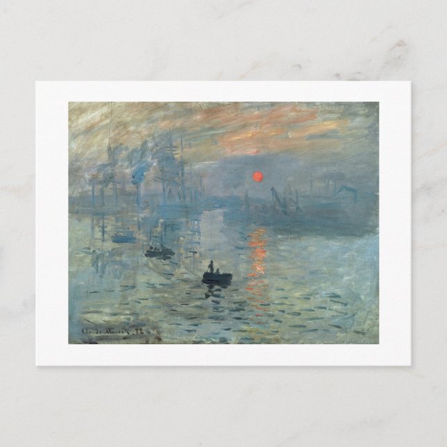 Cartão Postal De Festividades Impressão Monet Sunrise Pintura Levante Solo (Frente)