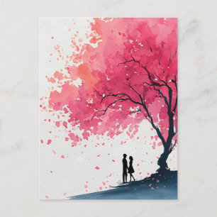 Cartão Postal De Festividades Impressão por Aquarela Romântica de um Casal