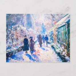 Cartão Postal De Festividades Impressionista jardim de inverno com caminhoneiros
