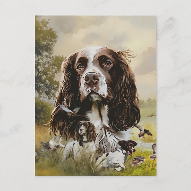 Cartão Postal De Festividades Inglês Springer Spaniel (Frente)