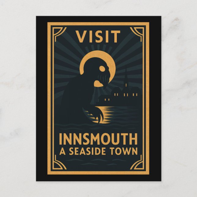 Cartão Postal De Festividades Innsmouth by Moonlight - An Art Deco Journey in (Frente)