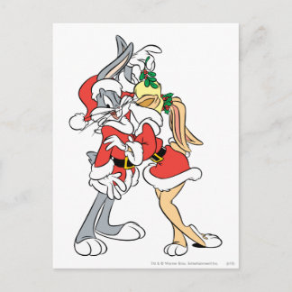 Cartão Postal De Festividades INSETOS BUNNY™ e Lola Mistletoe Kiss
