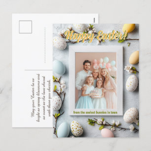 Cartão Postal De Festividades Instantâneo de Páscoa personalizável 🐇 citando ov