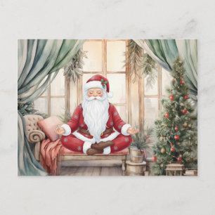 Cartão Postal De Festividades Instrutor de Yoga Natal Papai Noel 