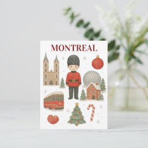 Cartão Postal De Festividades Inverno Aconchegante em Montreal Natal Aquarela 