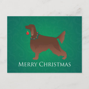 Cartão Postal De Festividades Irish Setter Dog Felry Design de Natal