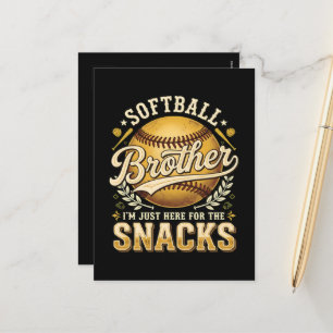 Cartão Postal De Festividades Irmão de Softbol Divertido Lanches Esportes