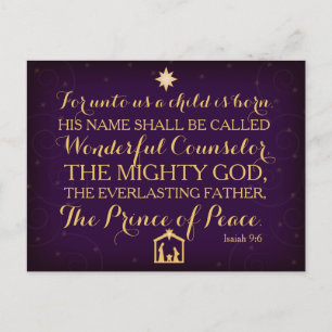 Cartão Postal De Festividades Isaiah 9:6 For Unto Us A Child Is Born
