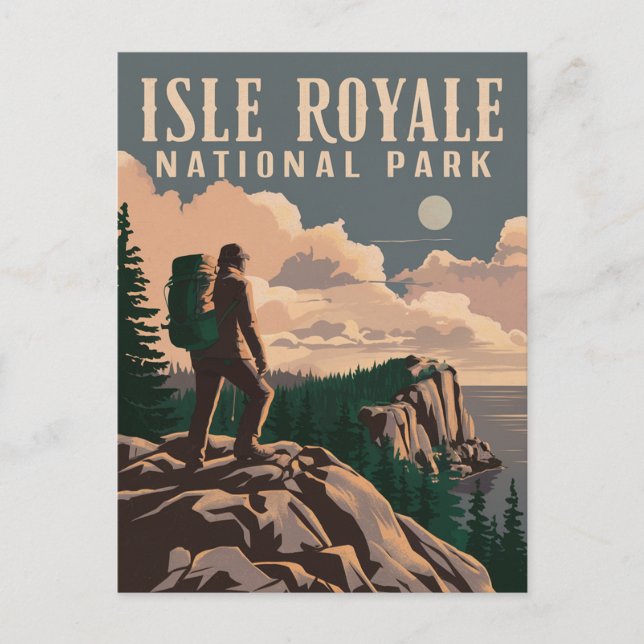 Cartão Postal De Festividades Isle Royale National Park Backpacking Viagem Art (Frente)