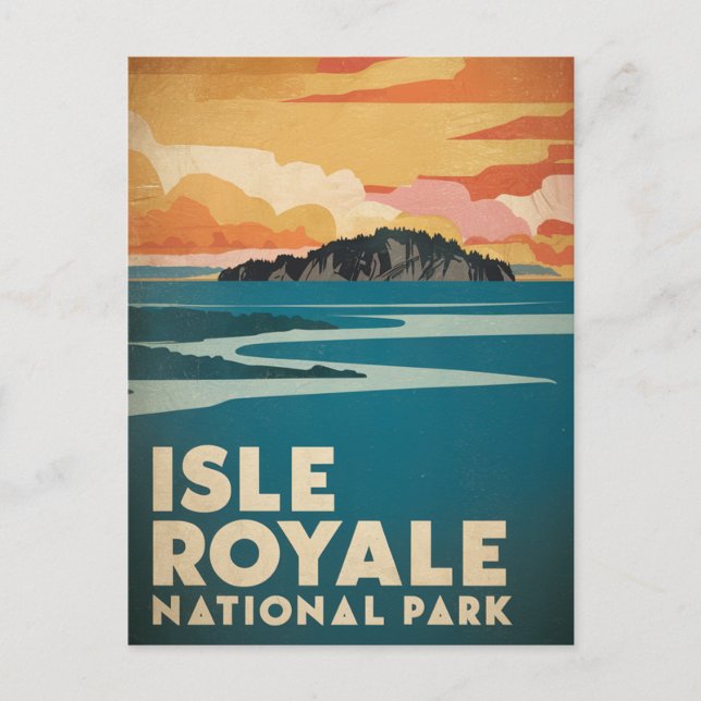 Cartão Postal De Festividades Isle Royale National Park Retro Poster (Frente)