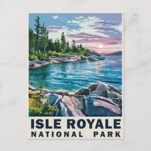 Cartão Postal De Festividades Isle Royale National Park Watercolor Vintage Art
