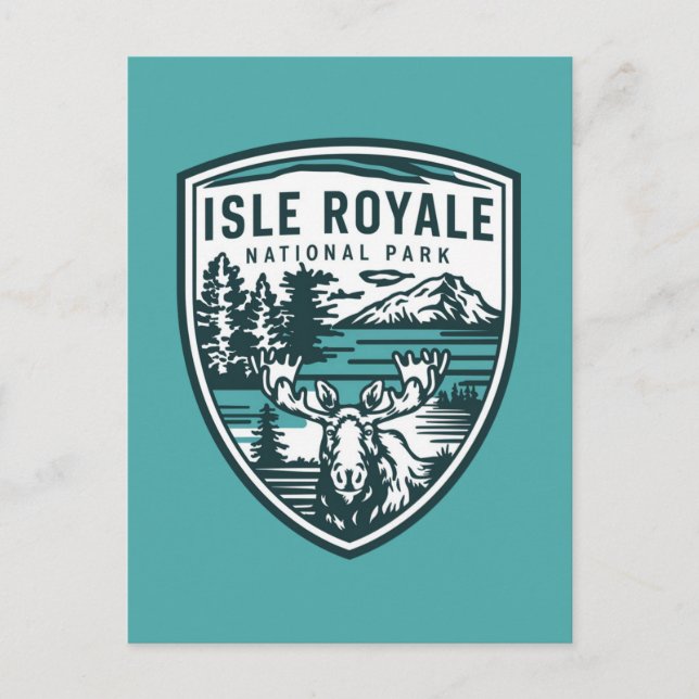 Cartão Postal De Festividades Isle Royale National Park Wildlife Emblem (Frente)