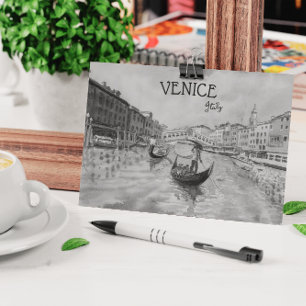 Cartão Postal De Festividades Itália Viagem - VENICE, preto e branco, souvenir P