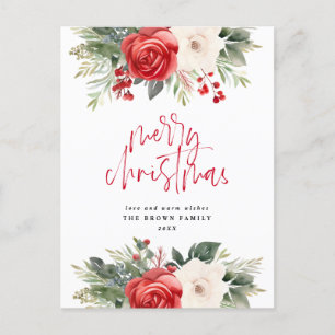 Cartão Postal De Festividades Ivory Christmas Wreath Christmas Watercolor