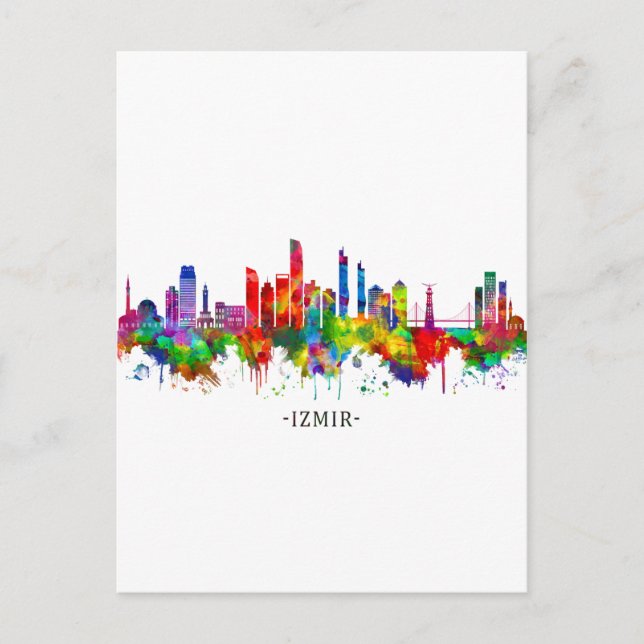 Cartão Postal De Festividades Izmir Turquia Skyline (Frente)