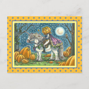 CARTÃO POSTAL DE FESTIVIDADES JACK O LANTERN PRINCE EM SEU UNICORN MÁGICO