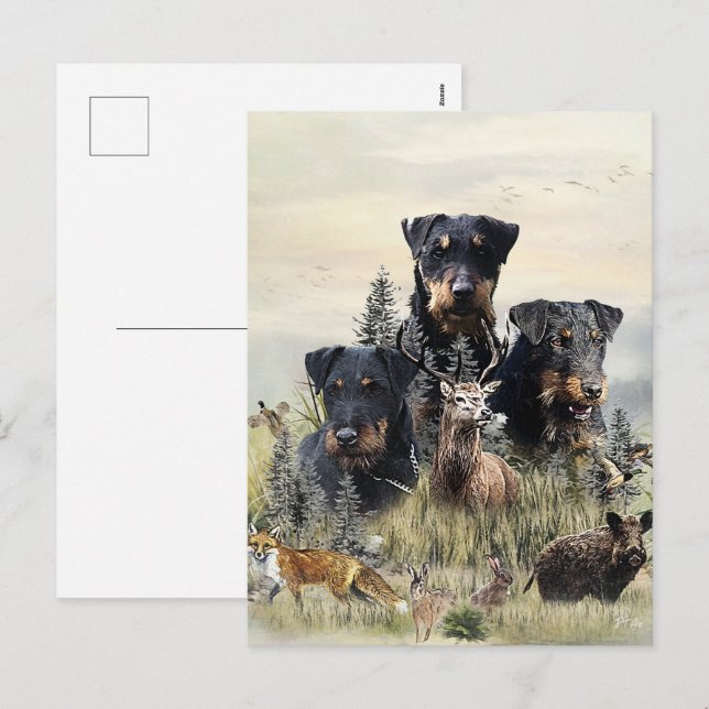 Cartão Postal De Festividades Jagdterriers v. Renbrad Kennel (Frente/Verso)