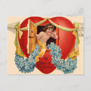 Cartão Postal De Festividades Janela Coração do namorados