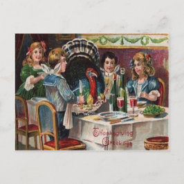 Cartão Postal De Festividades Jantar de Ação de Graças das Crianças