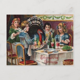 Cartão Postal De Festividades Jantar de Ação de Graças das Crianças