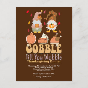 Cartão Postal De Festividades Janto de Ação de Graças Gnomos Gobble Cote
