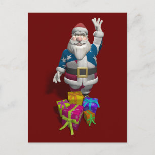 Cartão Postal De Festividades Jaqueta da bandeira de Papai Noel E.U.