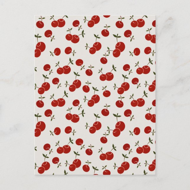 Cartão Postal De Festividades Jardim de Cerejas Vermelhas do Verão Doce (Frente)