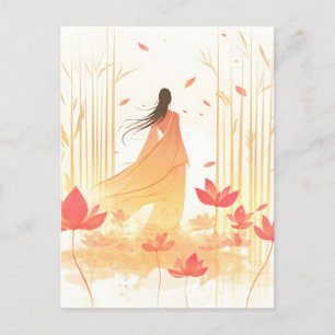 Cartão Postal De Festividades Jardim de Lotus Serene Blossom