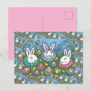 CARTÃO POSTAL DE FESTIVIDADES JARDIM DE OVOS ORIENTADORES, FLORES DE COELHO DE B