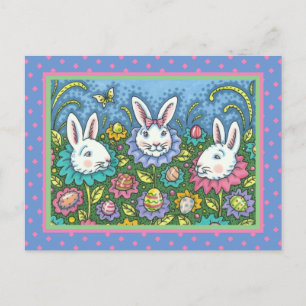 CARTÃO POSTAL DE FESTIVIDADES JARDIM DE OVOS ORIENTADORES, FLORES DE COELHO DE B