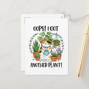 Cartão Postal De Festividades Jardinagem Plantio Gato Oops Peguei Outra Planta