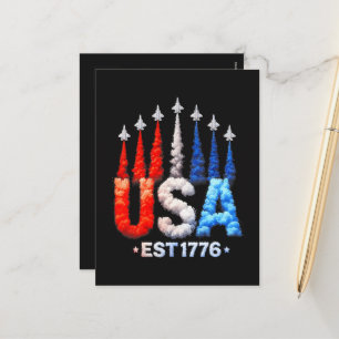 Cartão Postal De Festividades Jatos de Combate 4 de Julho EUA Patriótico