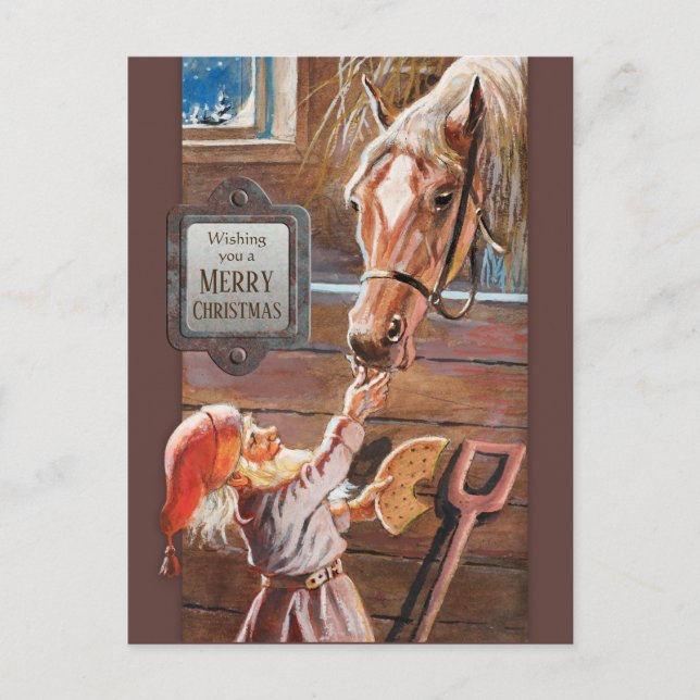 Cartão Postal De Festividades Jenny Nyström Christmas Tomte Brownie (Frente)