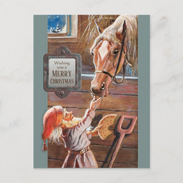 Cartão Postal De Festividades Jenny Nyström Christmas Tomte Brownie (Frente)