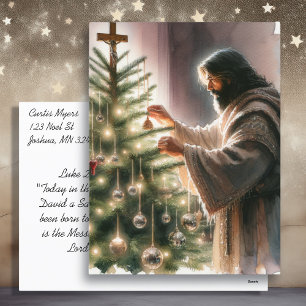Cartão Postal De Festividades Jesus, a Árvore de Natal Decoradora do Messias