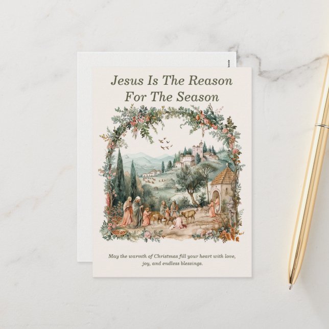 Cartão Postal De Festividades Jesus É A Razão Da Temporada (Frente/Verso In Situ)