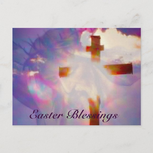 Cartão Postal De Festividades Jesus e Cartão de Posto de Páscoa Cruzada (Frente)