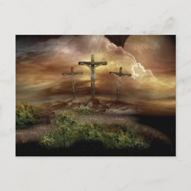 CARTÃO POSTAL DE FESTIVIDADES JESUS NA CRUZ (Frente)