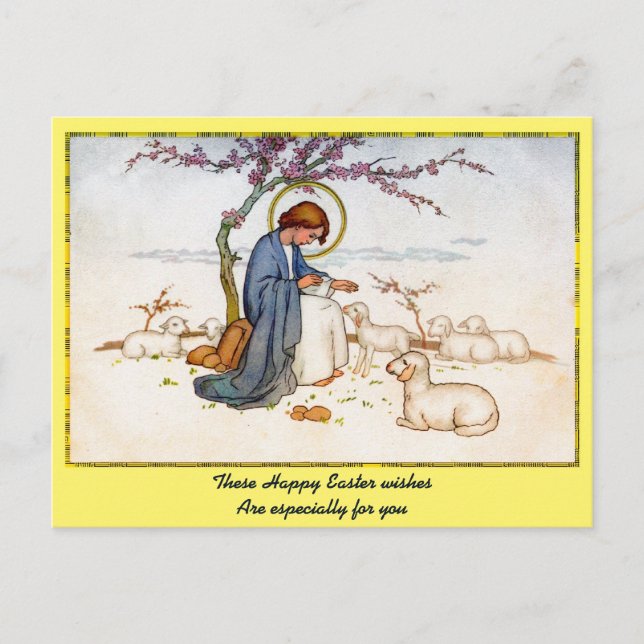 Cartão Postal De Festividades Jesus religioso clássico com desejos de Páscoa (Frente)