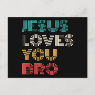 Cartão Postal De Festividades Jesus Te Ama Irmão, Faith Cristã Engraçado Retro