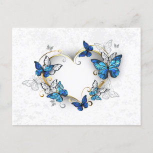 Cartão Postal De Festividades Jewelry Heart with Butterflies Morpho
