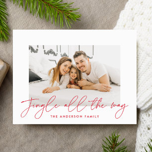 Cartão Postal De Festividades Jingle All Way Red Script Photo